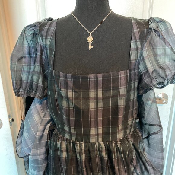 Disturbia Checkmate Puff Sleeve Layered Organza Midi Dress - Picture 6 of 8